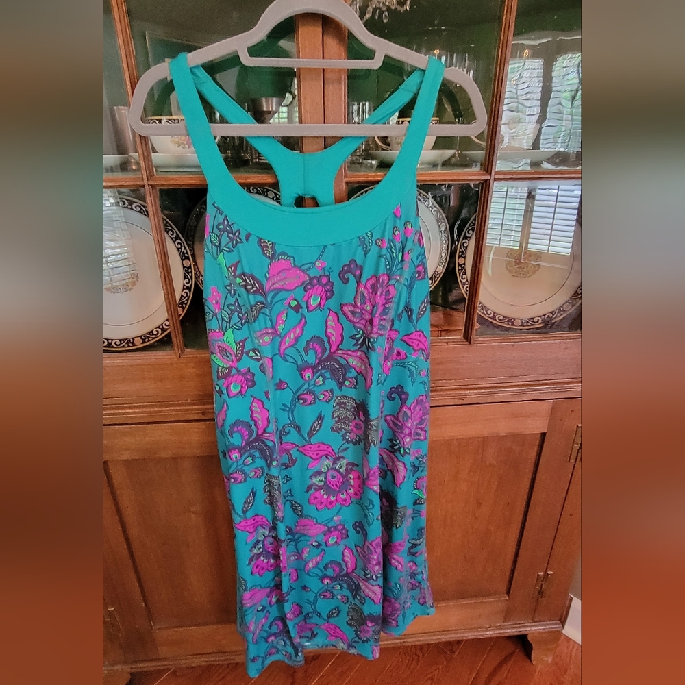 The North Face Athletic Teal Purple Dress Floral Print, size XL